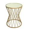 Hourglass Metal Accent Table Gold Mirror Top by Homepop