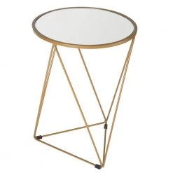 24 in. Metal Accent Triangle Gold Base Round Mirror Top Accent Table by Homepop 13 24 in. Metal Accent Triangle Gold Base Round Mirror Top Accent Table by Homepop -Homepop Sales gold base with mirror top homepop end side tables k7243 40 1000