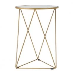 24 in. Metal Accent Triangle Gold Base Round Mirror Top Accent Table by Homepop 16 24 in. Metal Accent Triangle Gold Base Round Mirror Top Accent Table by Homepop -Homepop Sales gold base with mirror top homepop end side tables k7243 4f 1000