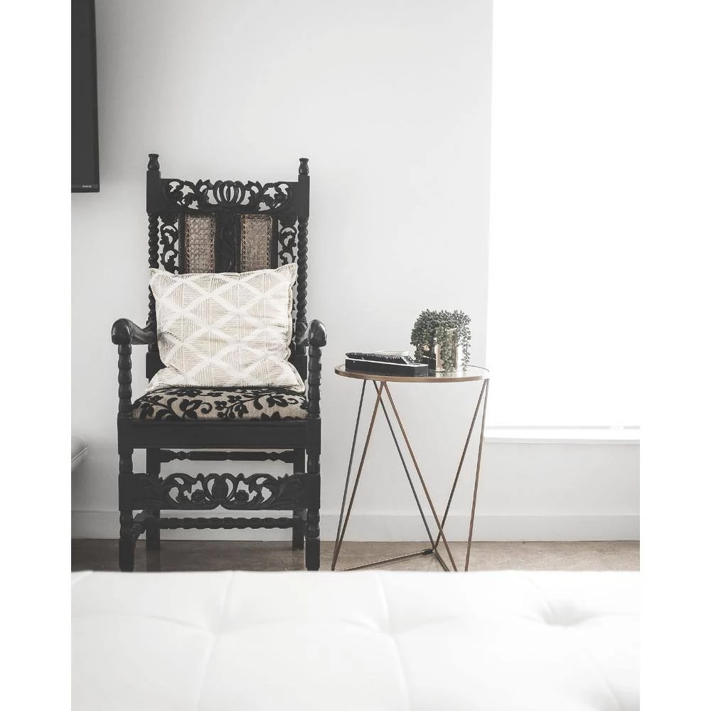 24 in. Metal Accent Triangle Gold Base Round Mirror Top Accent Table by Homepop 9 24 in. Metal Accent Triangle Gold Base Round Mirror Top Accent Table by Homepop - Image 9