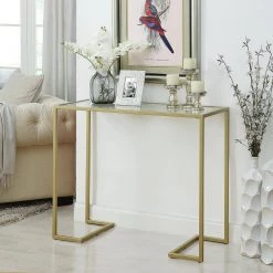 Monaco 38 in. Gold Standard Rectangle Glass Console Table by Carolina Cottage 6 Monaco 38 in. Gold Standard Rectangle Glass Console Table by Carolina Cottage -Homepop Sales gold carolina cottage console tables cf3816g gld d4 1000