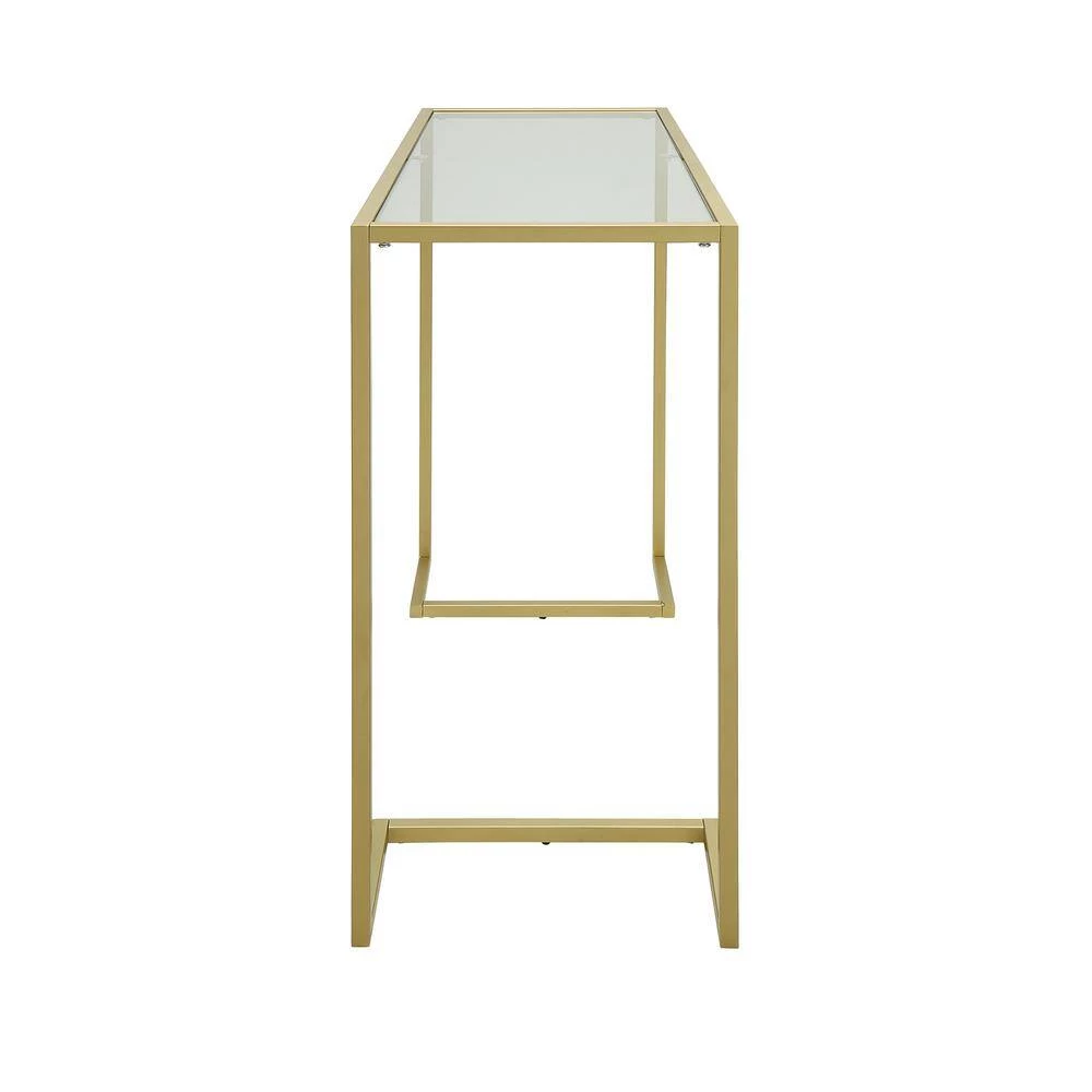Monaco 38 in. Gold Standard Rectangle Glass Console Table by Carolina Cottage 2 Monaco 38 in. Gold Standard Rectangle Glass Console Table by Carolina Cottage - Image 2