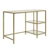42 in. Rectangular Gold Writing Desks with Glass Top by Carolina Cottage