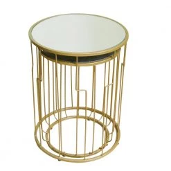 23.5 in. and 21.5 in. Gold Metal Base with Glass Top Accent Tables (Set of 2) by Homepop 6 23.5 in. and 21.5 in. Gold Metal Base with Glass Top Accent Tables (Set of 2) by Homepop -Homepop Sales gold homepop nesting tables k6705a c3 1000
