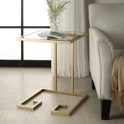 Royce Gold Powder Coated End Table by Carolina Cottage -Homepop Sales gold powder coated finish carolina cottage end side tables cf1818g gld 31 1000