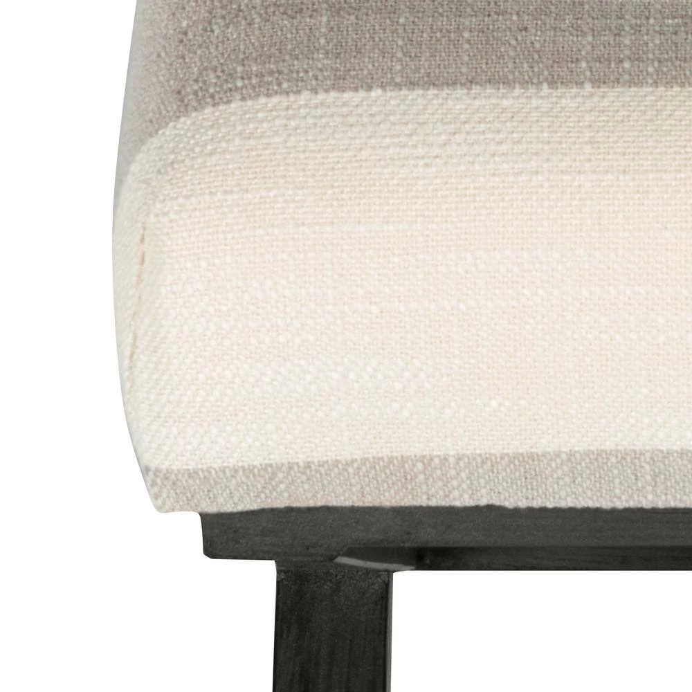 18 in. H x 20 in. W x 20 in. D Gray and Cream Awning Stripe Ottoman with Metal X-Base by Homepop 7 18 in. H x 20 in. W x 20 in. D Gray and Cream Awning Stripe Ottoman with Metal X-Base by Homepop - Image 7