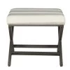 18 in. H x 20 in. W x 20 in. D Gray and Cream Awning Stripe Ottoman with Metal X-Base by Homepop