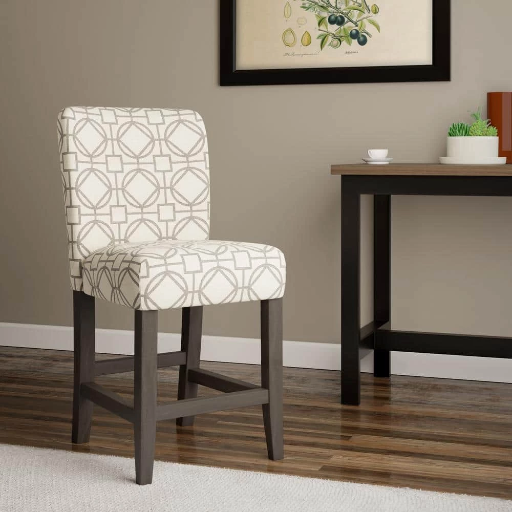 Parsons 24 in. Gray Lattice Bar Stool by Homepop 9 Parsons 24 in. Gray Lattice Bar Stool by Homepop - Image 9
