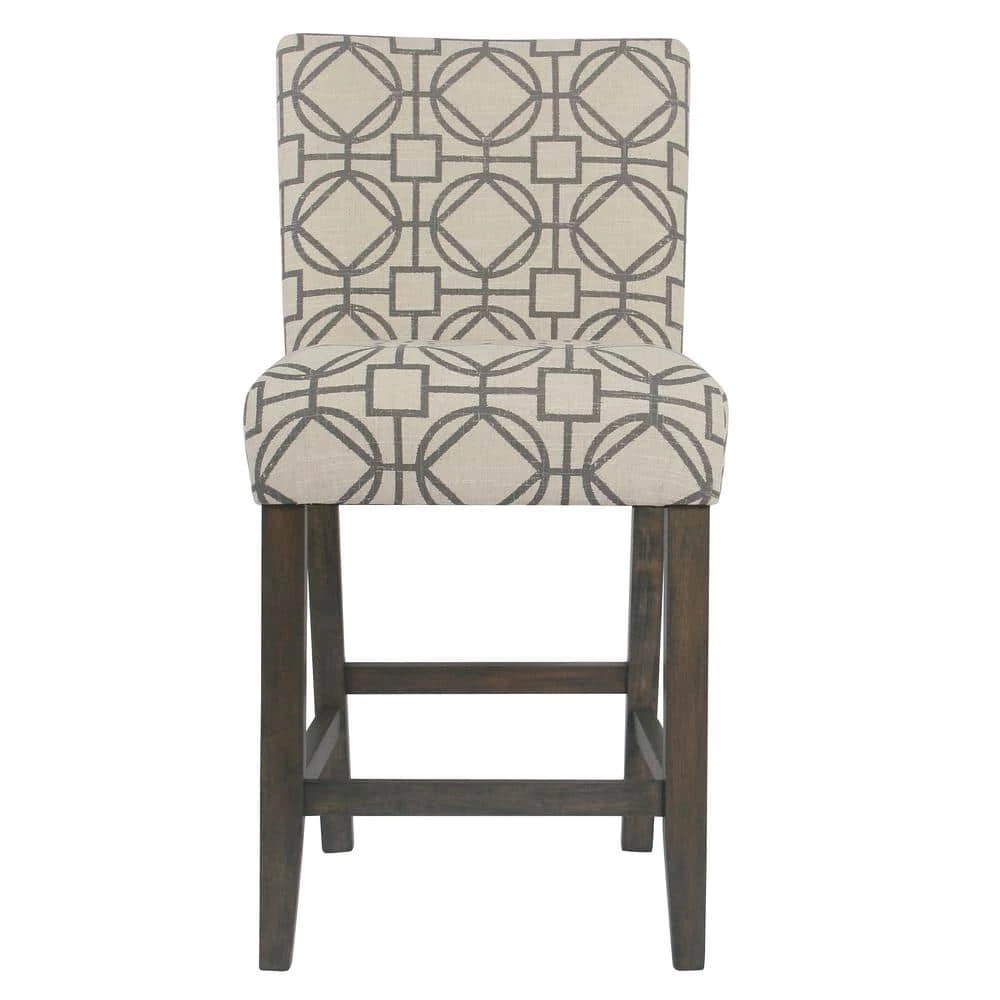 Parsons 24 in. Gray Lattice Bar Stool by Homepop 1 Parsons 24 in. Gray Lattice Bar Stool by Homepop