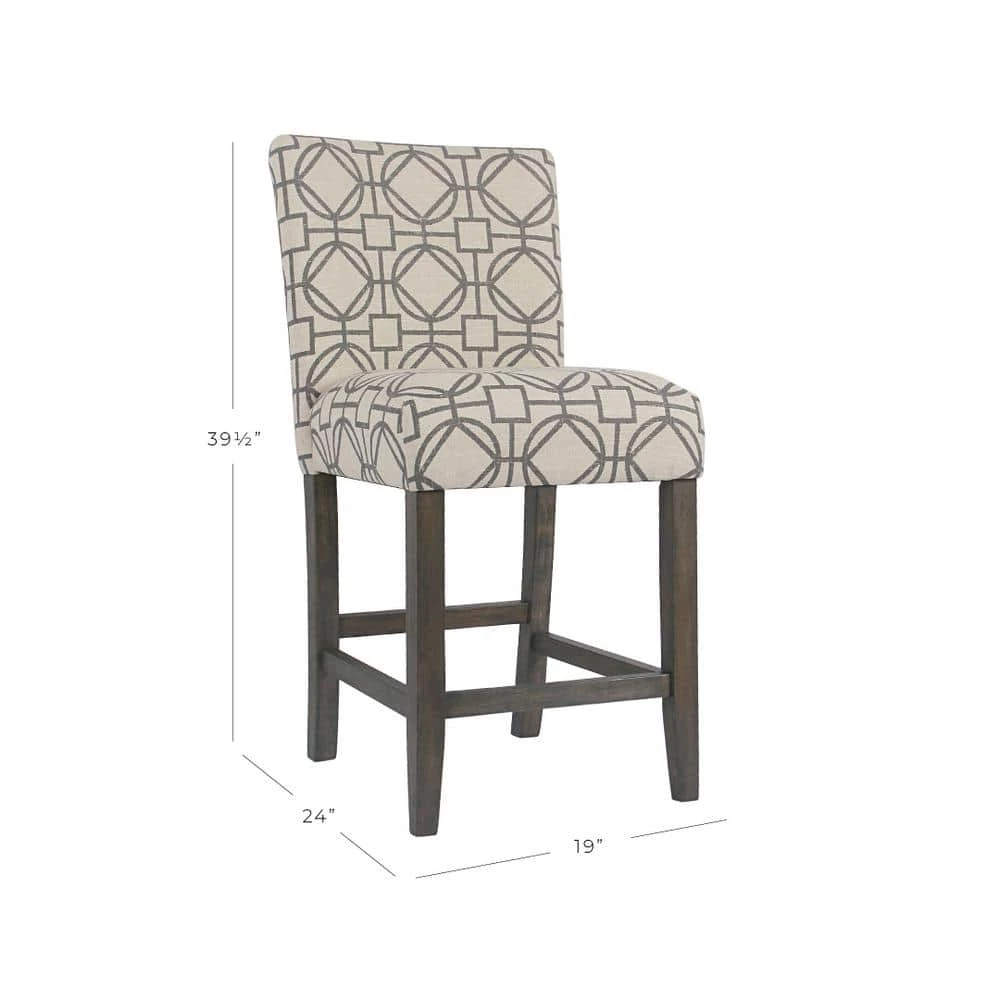 Parsons 24 in. Gray Lattice Bar Stool by Homepop 2 Parsons 24 in. Gray Lattice Bar Stool by Homepop - Image 2