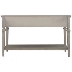 50 in. L x 15 in. D x 30 in. H Retro Style Console Table with 3 Top Drawers & Open Bottom Shelf, Easy Assembly (Gray) by Aoibox 18 50 in. L x 15 in. D x 30 in. H Retro Style Console Table with 3 Top Drawers & Open Bottom Shelf, Easy Assembly (Gray) by Aoibox -Homepop Sales gray aoibox console tables snmx2950g 1d 1000