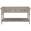 50 in. L x 15 in. D x 30 in. H Retro Style Console Table with 3 Top Drawers & Open Bottom Shelf, Easy Assembly (Gray) by Aoibox