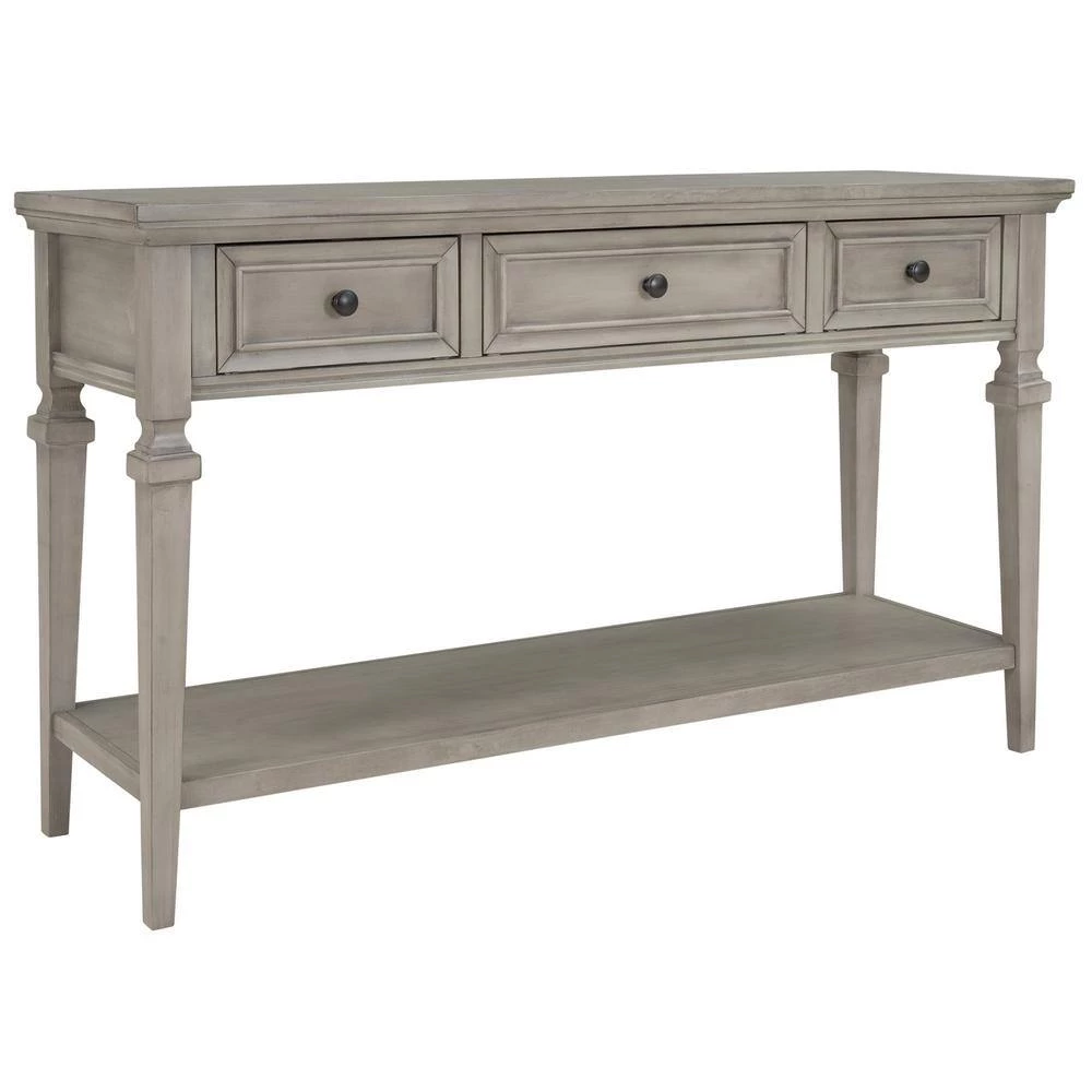 50 in. L x 15 in. D x 30 in. H Retro Style Console Table with 3 Top Drawers & Open Bottom Shelf, Easy Assembly (Gray) by Aoibox 7 50 in. L x 15 in. D x 30 in. H Retro Style Console Table with 3 Top Drawers & Open Bottom Shelf, Easy Assembly (Gray) by Aoibox - Image 7