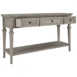 50 in. L x 15 in. D x 30 in. H Retro Style Console Table with 3 Top Drawers & Open Bottom Shelf, Easy Assembly (Gray) by Aoibox 17 50 in. L x 15 in. D x 30 in. H Retro Style Console Table with 3 Top Drawers & Open Bottom Shelf, Easy Assembly (Gray) by Aoibox -Homepop Sales gray aoibox console tables snmx2950g a0 1000