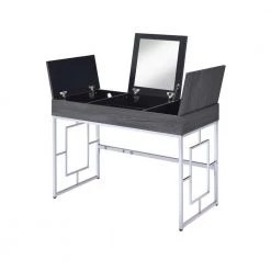 Gray Wooden Vanity Table with Mirror And 3 Compartments by Aoibox 13 Gray Wooden Vanity Table with Mirror And 3 Compartments by Aoibox -Homepop Sales gray aoibox makeup vanities snmx090 c3 1000