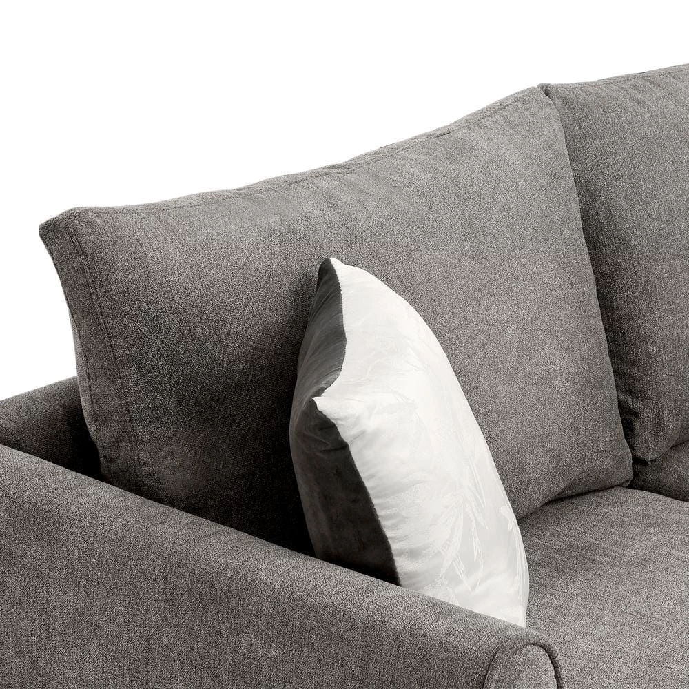 100 in. W Fabric Sectional Sofa Couch L-Shaped Couch for Home Use with 3 Pillows Included, Gray by Aoibox 9 100 in. W Fabric Sectional Sofa Couch L-Shaped Couch for Home Use with 3 Pillows Included, Gray by Aoibox - Image 9