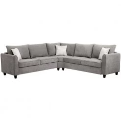 100 in. W Fabric Sectional Sofa Couch L-Shaped Couch for Home Use with 3 Pillows Included, Gray by Aoibox 19 100 in. W Fabric Sectional Sofa Couch L-Shaped Couch for Home Use with 3 Pillows Included, Gray by Aoibox -Homepop Sales gray aoibox sectional sofas snmx344 66 1000