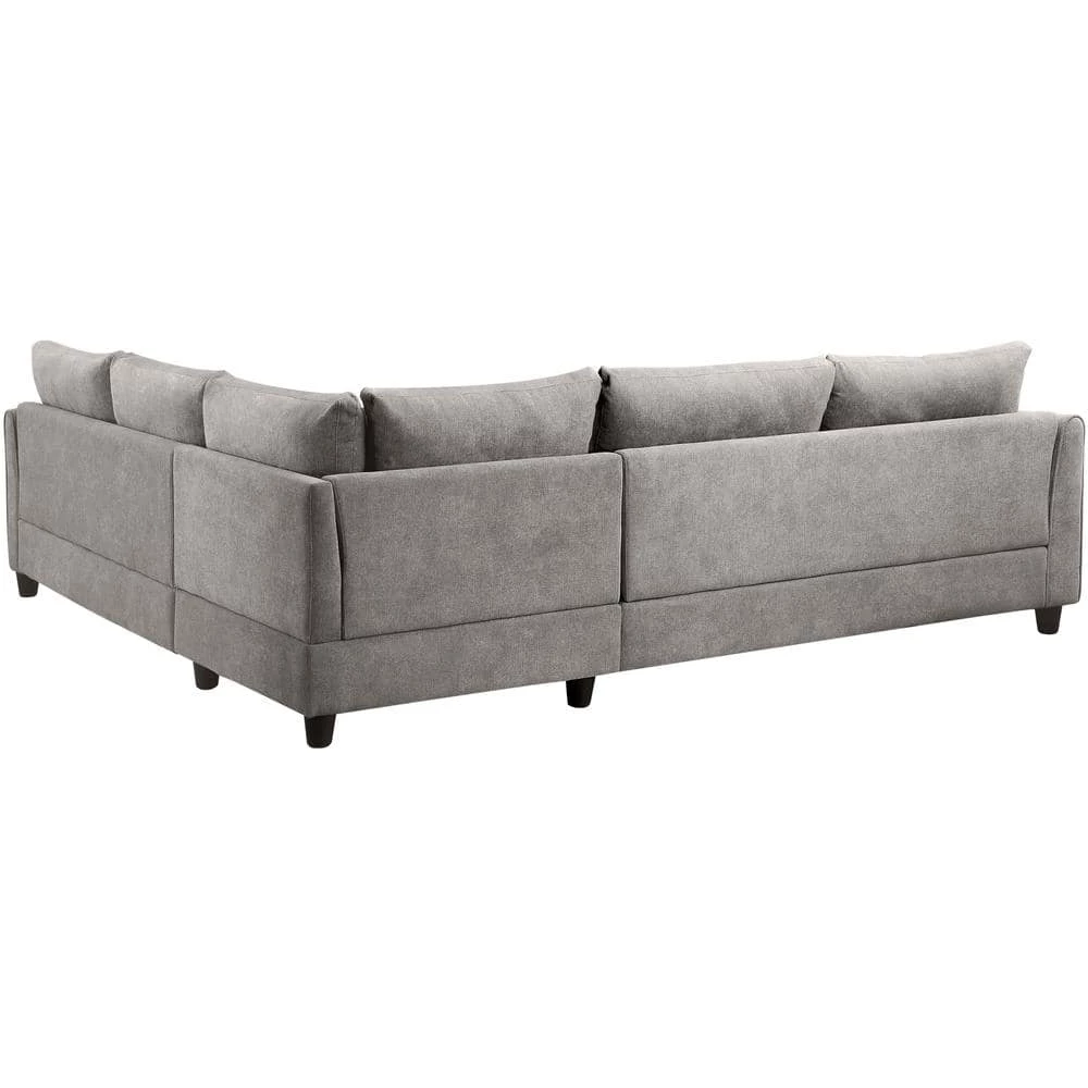 100 in. W Fabric Sectional Sofa Couch L-Shaped Couch for Home Use with 3 Pillows Included, Gray by Aoibox 7 100 in. W Fabric Sectional Sofa Couch L-Shaped Couch for Home Use with 3 Pillows Included, Gray by Aoibox - Image 7