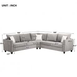 100 in. W Fabric Sectional Sofa Couch L-Shaped Couch for Home Use with 3 Pillows Included, Gray by Aoibox 17 100 in. W Fabric Sectional Sofa Couch L-Shaped Couch for Home Use with 3 Pillows Included, Gray by Aoibox -Homepop Sales gray aoibox sectional sofas snmx344 a0 1000