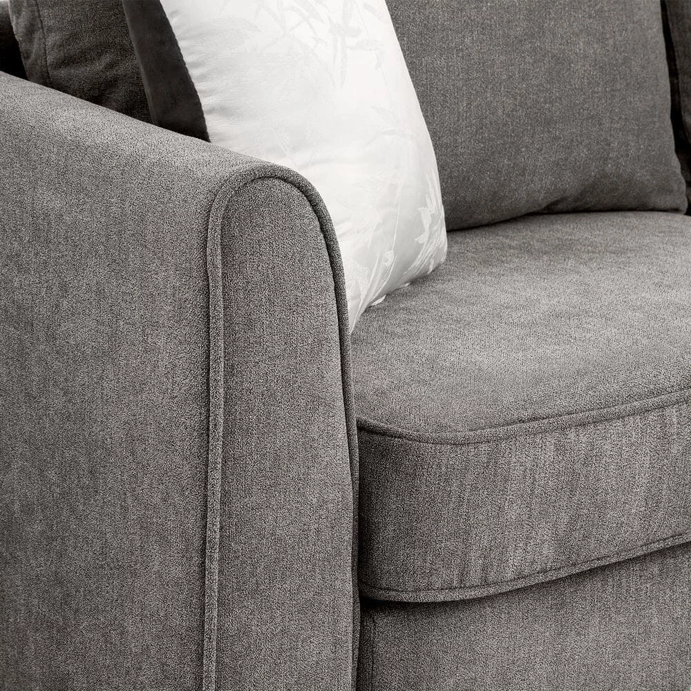 100 in. W Fabric Sectional Sofa Couch L-Shaped Couch for Home Use with 3 Pillows Included, Gray by Aoibox 8 100 in. W Fabric Sectional Sofa Couch L-Shaped Couch for Home Use with 3 Pillows Included, Gray by Aoibox - Image 8