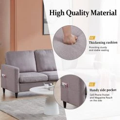 82.6 in. W Gray Straight Arm 2-Piece Linen L-shape Reversible Sectional Sofa with Handy Side Pocket in Black Family by Aoibox 18 82.6 in. W Gray Straight Arm 2-Piece Linen L-shape Reversible Sectional Sofa with Handy Side Pocket in Black Family by Aoibox -Homepop Sales gray aoibox sectional sofas snmx355 1f 1000