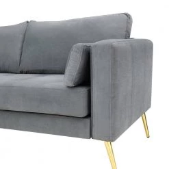 55"W Gray Straight Arm 2-Piece Elegant Velvet L-Shape Upholstered Modern Sectional Sofa with Two Pillows in Gold Family by Aoibox 14 55"W Gray Straight Arm 2-Piece Elegant Velvet L-Shape Upholstered Modern Sectional Sofa with Two Pillows in Gold Family by Aoibox -Homepop Sales gray aoibox sectional sofas snmx357 1d 1000
