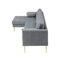 55"W Gray Straight Arm 2-Piece Elegant Velvet L-Shape Upholstered Modern Sectional Sofa with Two Pillows in Gold Family by Aoibox 21 55"W Gray Straight Arm 2-Piece Elegant Velvet L-Shape Upholstered Modern Sectional Sofa with Two Pillows in Gold Family by Aoibox -Homepop Sales gray aoibox sectional sofas snmx357 76 1000