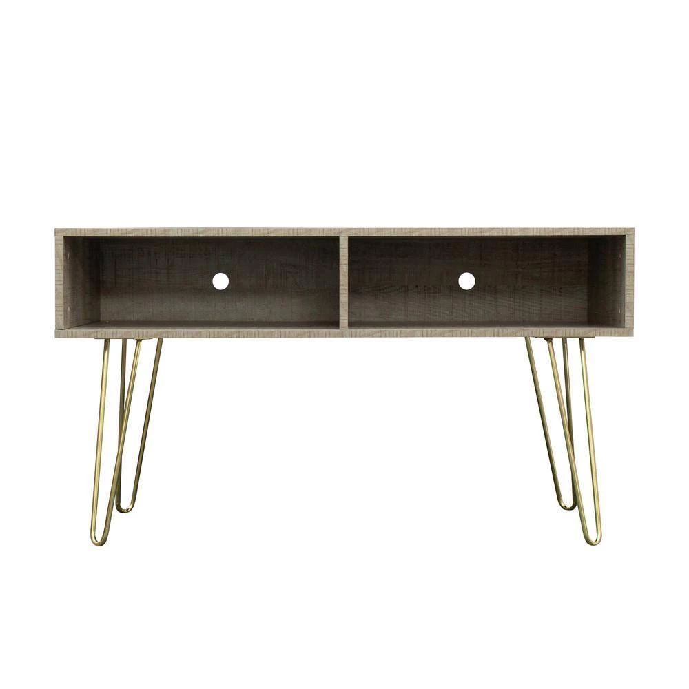 41.73 in. Gray Modern Entertainment Center Media TV Console with 4 Gold Metal Legs and 2 shelves fit TVs up to 60 in. by Aoibox 5 41.73 in. Gray Modern Entertainment Center Media TV Console with 4 Gold Metal Legs and 2 shelves fit TVs up to 60 in. by Aoibox - Image 5