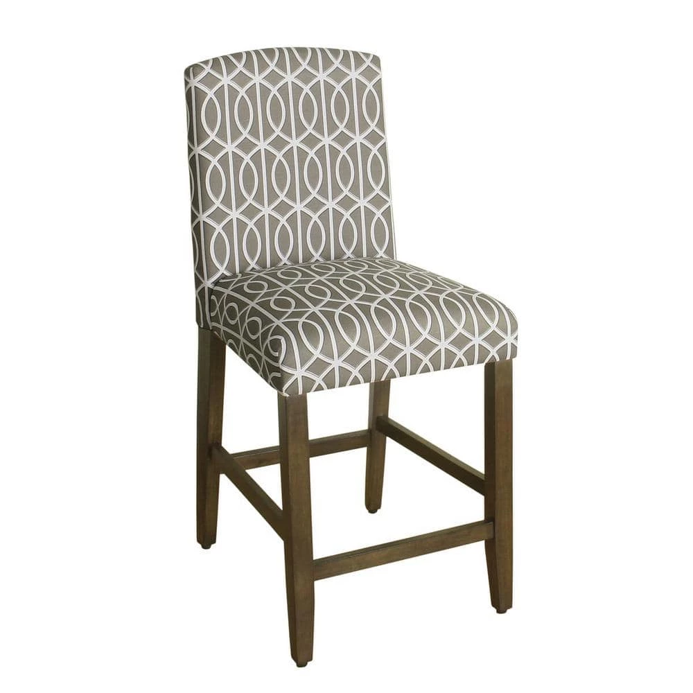 Finley Curved Top Gray Trellis Upholstery 24 in. Counter Height Barstool by Homepop 1 Finley Curved Top Gray Trellis Upholstery 24 in. Counter Height Barstool by Homepop
