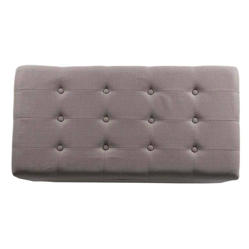 Large Tufted Gray Textured Solid Bench with Storage 18 in Height x 40 in Width X 20 in Depth by Homepop 3 Large Tufted Gray Textured Solid Bench with Storage 18 in Height x 40 in Width X 20 in Depth by Homepop - Image 3