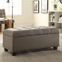 Large Tufted Gray Textured Solid Bench with Storage 18 in Height x 40 in Width X 20 in Depth by Homepop 21 Large Tufted Gray Textured Solid Bench with Storage 18 in Height x 40 in Width X 20 in Depth by Homepop -Homepop Sales gray homepop bedroom benches k6189 f1370 31 1000