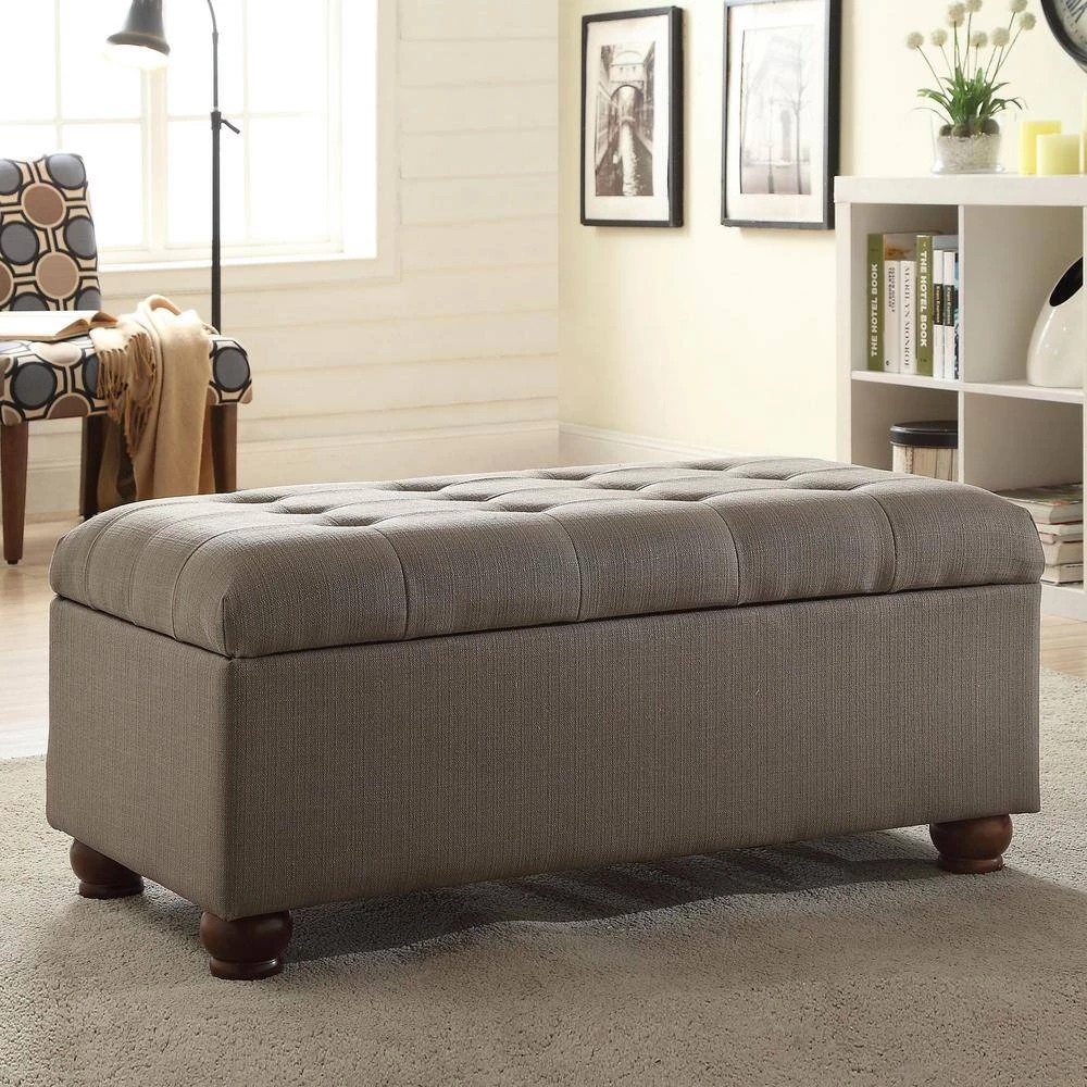 Large Tufted Gray Textured Solid Bench with Storage 18 in Height x 40 in Width X 20 in Depth by Homepop 11 Large Tufted Gray Textured Solid Bench with Storage 18 in Height x 40 in Width X 20 in Depth by Homepop - Image 11