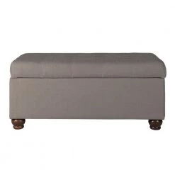 Large Tufted Gray Textured Solid Bench with Storage 18 in Height x 40 in Width X 20 in Depth by Homepop