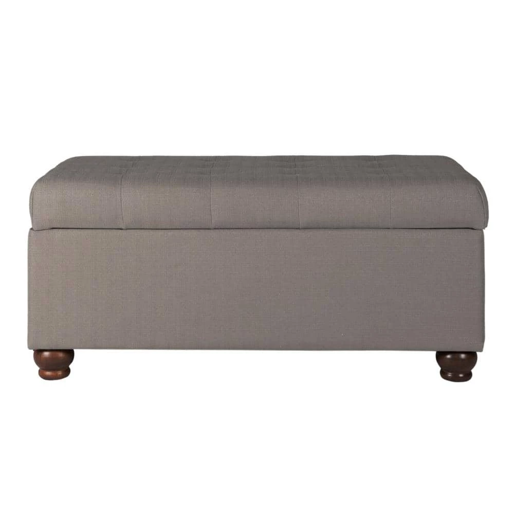 Large Tufted Gray Textured Solid Bench with Storage 18 in Height x 40 in Width X 20 in Depth by Homepop 1 Large Tufted Gray Textured Solid Bench with Storage 18 in Height x 40 in Width X 20 in Depth by Homepop