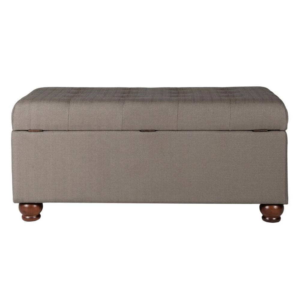 Large Tufted Gray Textured Solid Bench with Storage 18 in Height x 40 in Width X 20 in Depth by Homepop 4 Large Tufted Gray Textured Solid Bench with Storage 18 in Height x 40 in Width X 20 in Depth by Homepop - Image 4
