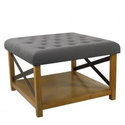 Gray Tufted Ottoman with Black Metal and Honey Oak Wood Legs with Storage 20 in. H x 30 in. W x 30 in. D by Homepop 14 Gray Tufted Ottoman with Black Metal and Honey Oak Wood Legs with Storage 20 in. H x 30 in. W x 30 in. D by Homepop -Homepop Sales gray homepop ottomans k8537 b305 4f 1000