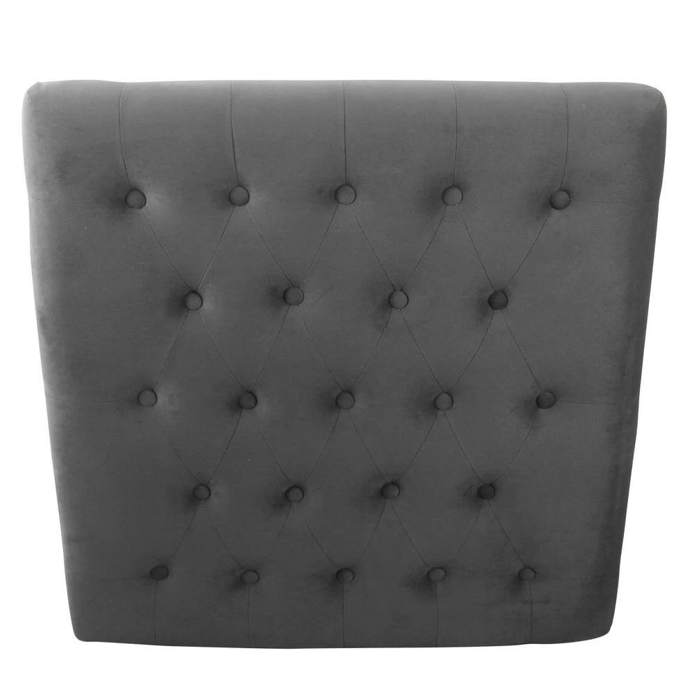 Gray Tufted Ottoman with Black Metal and Honey Oak Wood Legs with Storage 20 in. H x 30 in. W x 30 in. D by Homepop 3 Gray Tufted Ottoman with Black Metal and Honey Oak Wood Legs with Storage 20 in. H x 30 in. W x 30 in. D by Homepop - Image 3