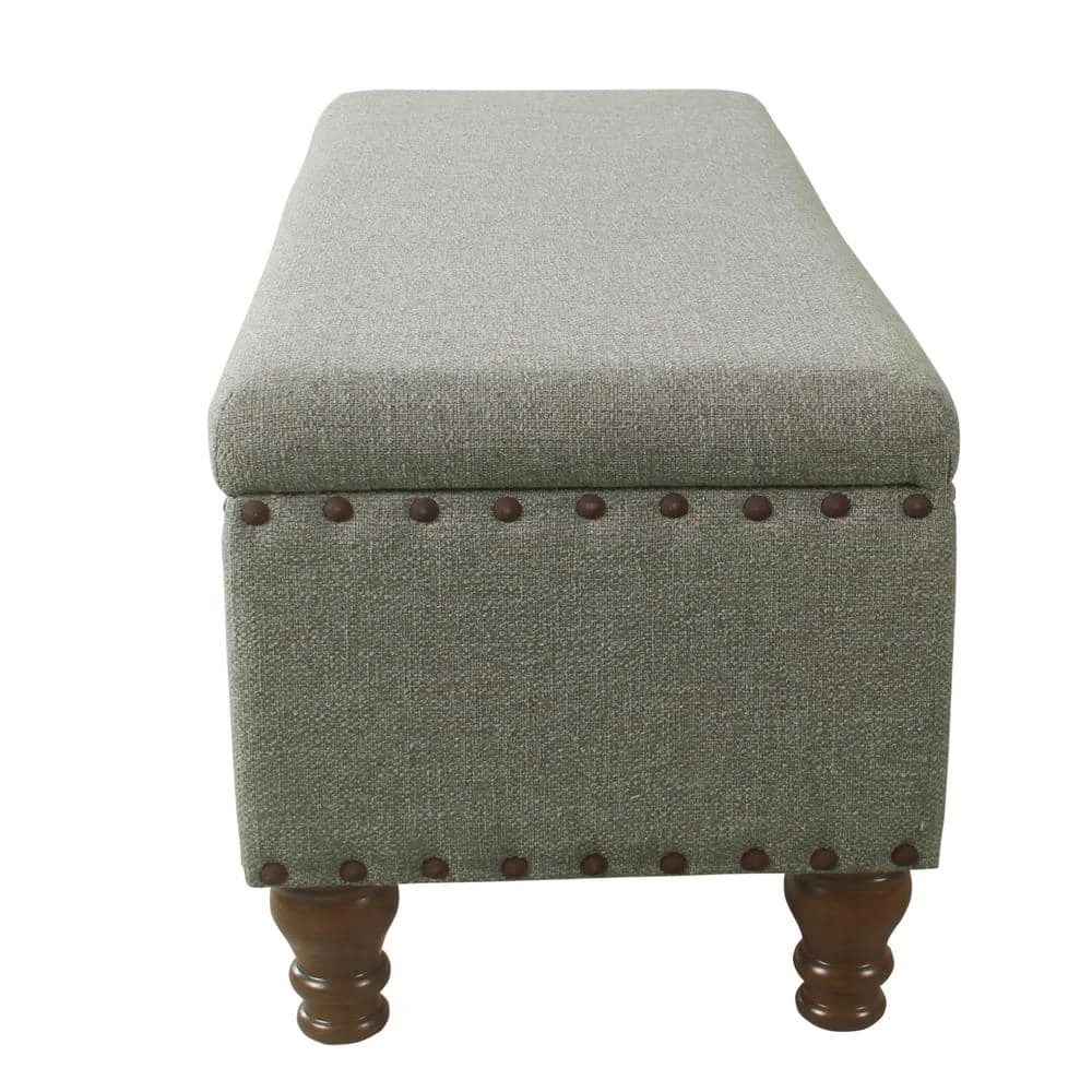 Luxury Gray Woven Storage Bench with Nailhead Trim 18 in. Height x 46 in. Width x 18 in. Depth by Homepop 8 Luxury Gray Woven Storage Bench with Nailhead Trim 18 in. Height x 46 in. Width x 18 in. Depth by Homepop - Image 8