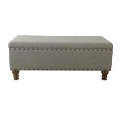 Luxury Gray Woven Storage Bench with Nailhead Trim 18 in. Height x 46 in. Width x 18 in. Depth by Homepop