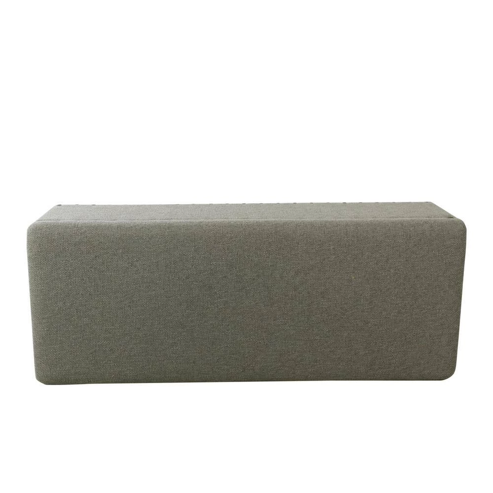Luxury Gray Woven Storage Bench with Nailhead Trim 18 in. Height x 46 in. Width x 18 in. Depth by Homepop 4 Luxury Gray Woven Storage Bench with Nailhead Trim 18 in. Height x 46 in. Width x 18 in. Depth by Homepop - Image 4
