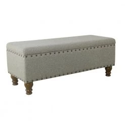 Luxury Gray Woven Storage Bench with Nailhead Trim 18 in. Height x 46 in. Width x 18 in. Depth by Homepop 19 Luxury Gray Woven Storage Bench with Nailhead Trim 18 in. Height x 46 in. Width x 18 in. Depth by Homepop -Homepop Sales gray woven homepop bedroom benches k8563 f2111 c3 1000