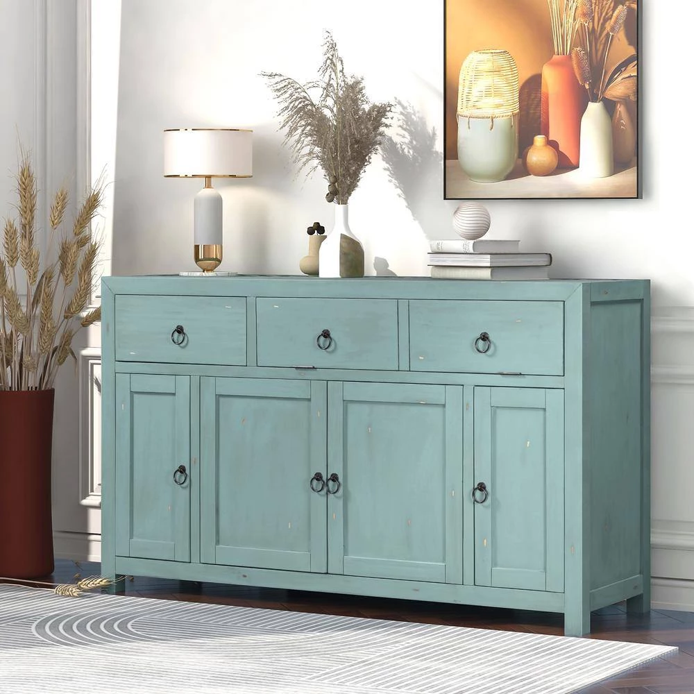 60 in. W x 15.9 in. D x 36.2 in. H Wood Storage Cabinet with 2 Drawers and 2 Shelves, Sideboard Table Cabinet, Green by Aoibox 13 60 in. W x 15.9 in. D x 36.2 in. H Wood Storage Cabinet with 2 Drawers and 2 Shelves, Sideboard Table Cabinet, Green by Aoibox - Image 13