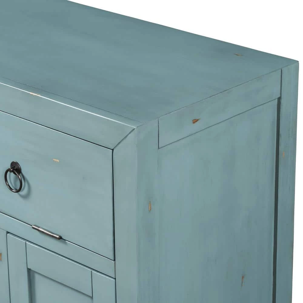 60 in. W x 15.9 in. D x 36.2 in. H Wood Storage Cabinet with 2 Drawers and 2 Shelves, Sideboard Table Cabinet, Green by Aoibox 3 60 in. W x 15.9 in. D x 36.2 in. H Wood Storage Cabinet with 2 Drawers and 2 Shelves, Sideboard Table Cabinet, Green by Aoibox - Image 3