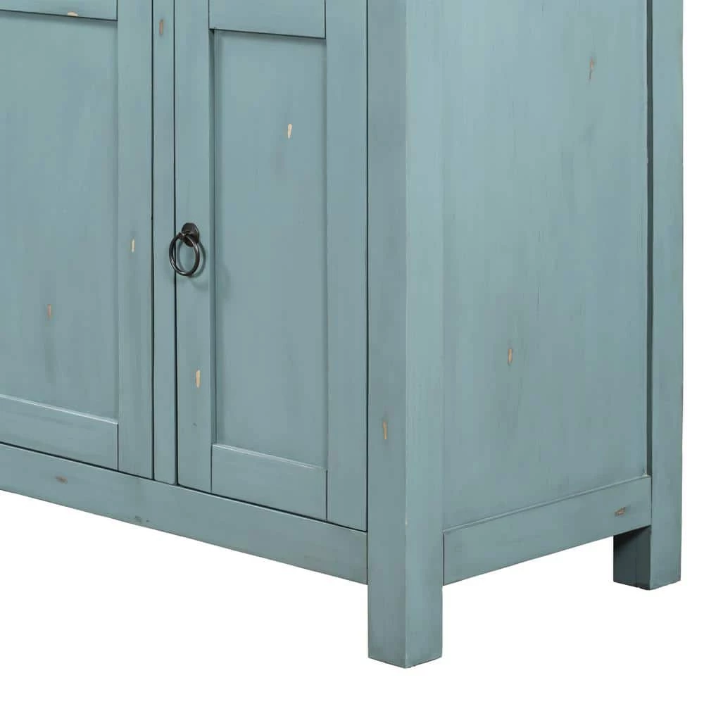 60 in. W x 15.9 in. D x 36.2 in. H Wood Storage Cabinet with 2 Drawers and 2 Shelves, Sideboard Table Cabinet, Green by Aoibox 6 60 in. W x 15.9 in. D x 36.2 in. H Wood Storage Cabinet with 2 Drawers and 2 Shelves, Sideboard Table Cabinet, Green by Aoibox - Image 6