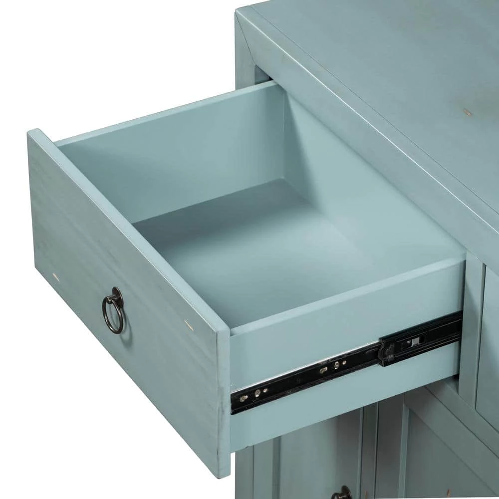 60 in. W x 15.9 in. D x 36.2 in. H Wood Storage Cabinet with 2 Drawers and 2 Shelves, Sideboard Table Cabinet, Green by Aoibox 7 60 in. W x 15.9 in. D x 36.2 in. H Wood Storage Cabinet with 2 Drawers and 2 Shelves, Sideboard Table Cabinet, Green by Aoibox - Image 7