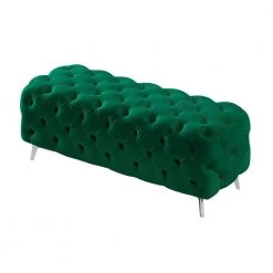 51.18 in. W x 18.89 in. H x 19.68 D Green Velvet Button-Tufted Upholstered Solid Wood Bench with Chrome Legs by Aoibox 12 51.18 in. W x 18.89 in. H x 19.68 D Green Velvet Button-Tufted Upholstered Solid Wood Bench with Chrome Legs by Aoibox -Homepop Sales green aoibox bedroom benches snmx3198 1f 1000