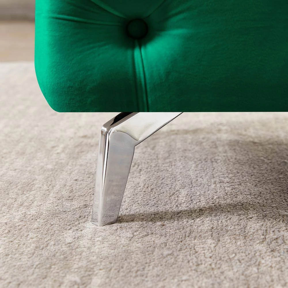 51.18 in. W x 18.89 in. H x 19.68 D Green Velvet Button-Tufted Upholstered Solid Wood Bench with Chrome Legs by Aoibox 8 51.18 in. W x 18.89 in. H x 19.68 D Green Velvet Button-Tufted Upholstered Solid Wood Bench with Chrome Legs by Aoibox - Image 8