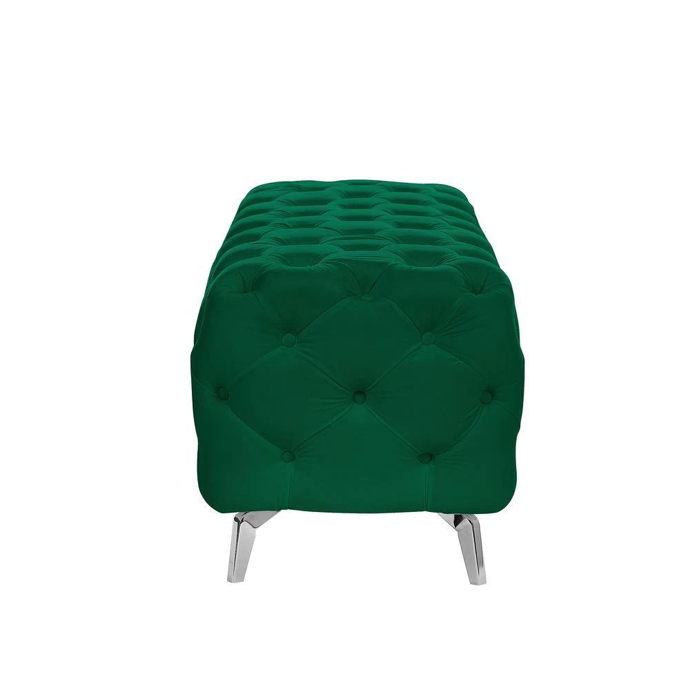 51.18 in. W x 18.89 in. H x 19.68 D Green Velvet Button-Tufted Upholstered Solid Wood Bench with Chrome Legs by Aoibox 4 51.18 in. W x 18.89 in. H x 19.68 D Green Velvet Button-Tufted Upholstered Solid Wood Bench with Chrome Legs by Aoibox - Image 4