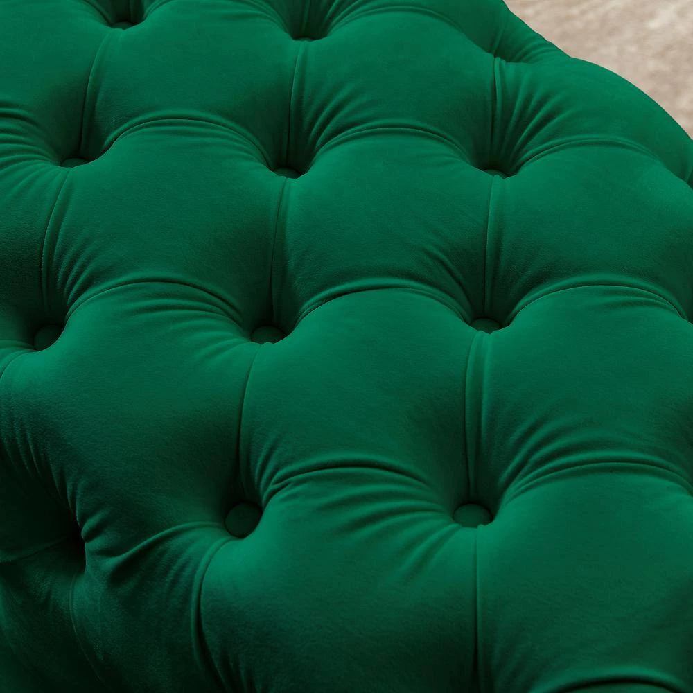 51.18 in. W x 18.89 in. H x 19.68 D Green Velvet Button-Tufted Upholstered Solid Wood Bench with Chrome Legs by Aoibox 7 51.18 in. W x 18.89 in. H x 19.68 D Green Velvet Button-Tufted Upholstered Solid Wood Bench with Chrome Legs by Aoibox - Image 7