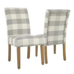 Parsons Buffalo Grey Plaid Upholstered Dining Chair (Set of-2) by Homepop